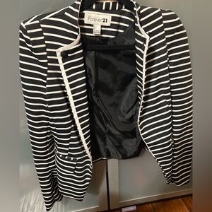 Forever 21 Black and White Striped Blazer size small (S)